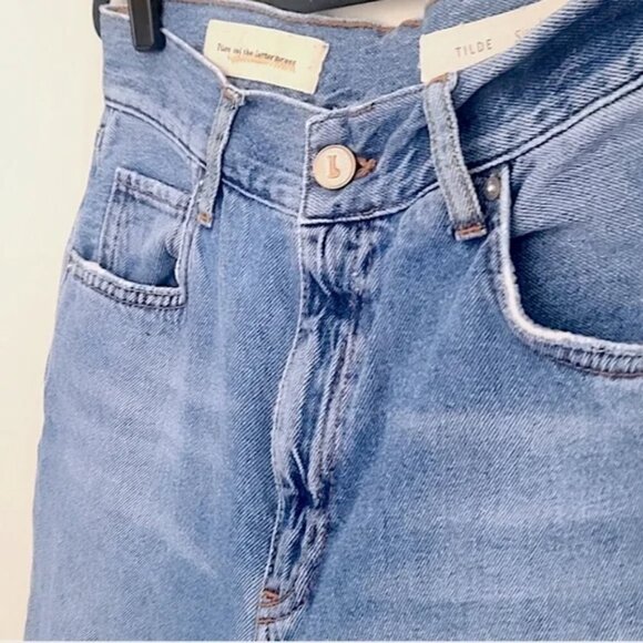 Pilcro and the Letterpress Tilde Blue Distressed Cotton Denim Pants - Size 27 - Picture 4 of 12